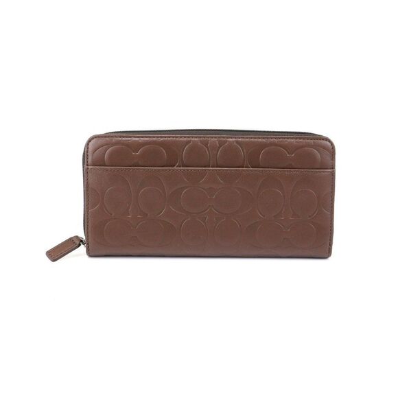 NWT Coach Signature embossed Accordion Wallet in Mahogany Brown - Picture 2 of 7